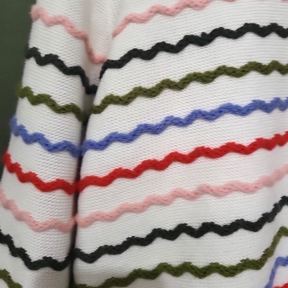 Unworn La Ligne Wool Striped Cotton Collarless Cardigan in White & Multi - Picture 3 of 9